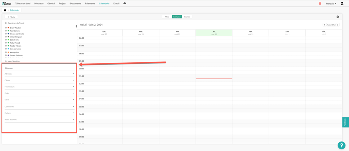 Filtre par calendrier