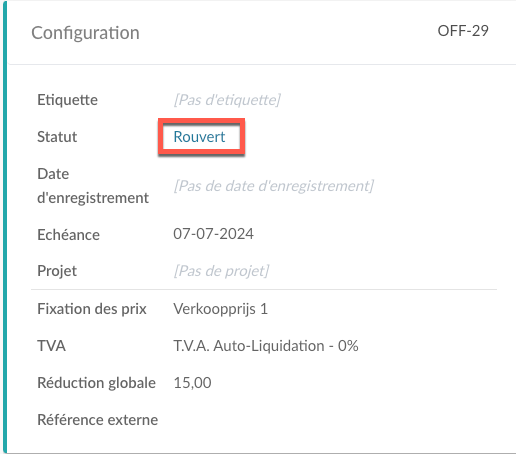 configuration rouvert