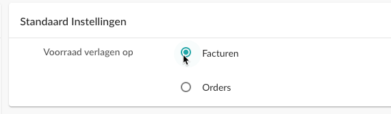 voorraad instellingen facturen of orders